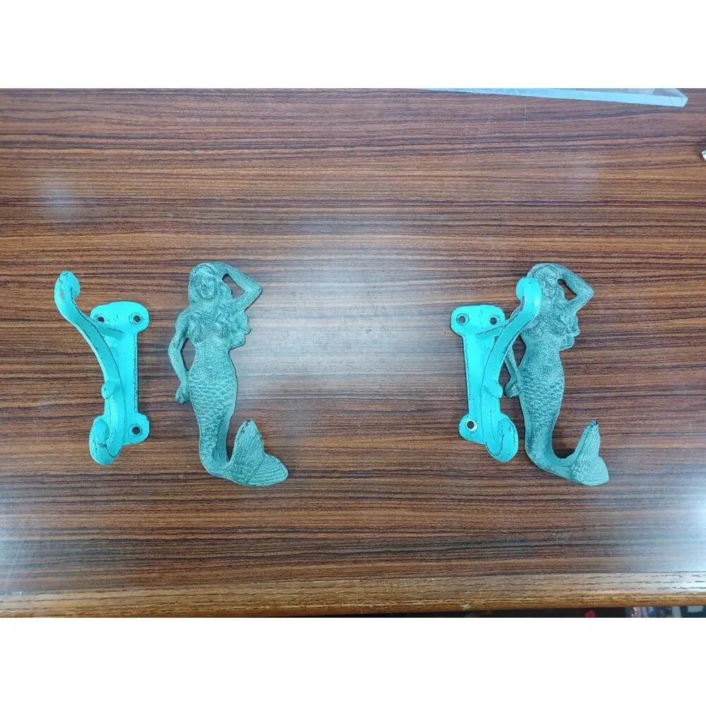 Mermaid Antique Style Towel Hooks Beach Theme Bathroom Aqua Fun Ocean